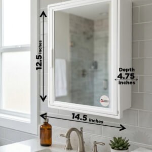Wall Mounted Mirror Cabinet with Shelves Plastic Hall Stand Storage Organizer for Hallway, Bedroom, Kitchen & Living Room Single Door Mirror Shelf Cabinet Waterproof & Space Saving Multiple Colors